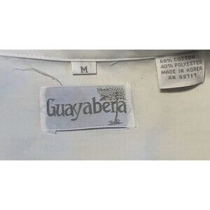 Guayabera Co. Cuban Beach Wedding Club Shirt Embroidery Mens M Button Up White